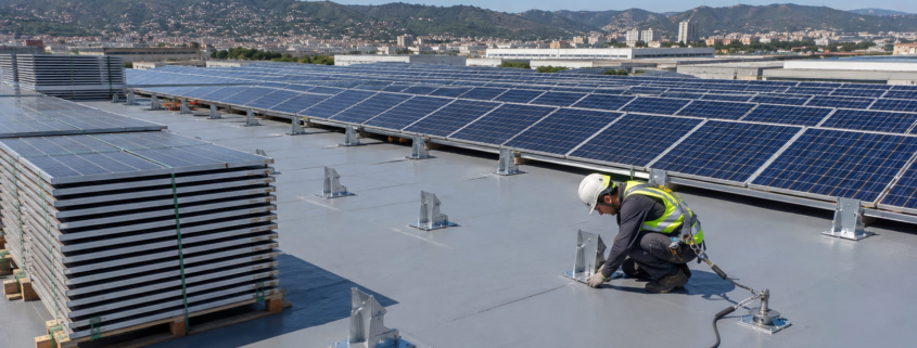 impermeabilizar-cubierta-con-placas-solares-poliurea-barcelona